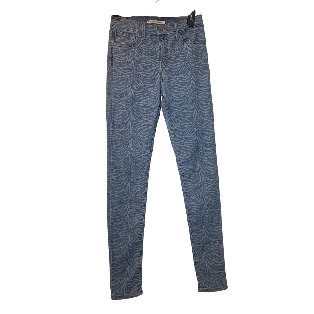 Levis 720 High Rise Super Skinny Jeans Blue Zebra Print Denim - Size 27
